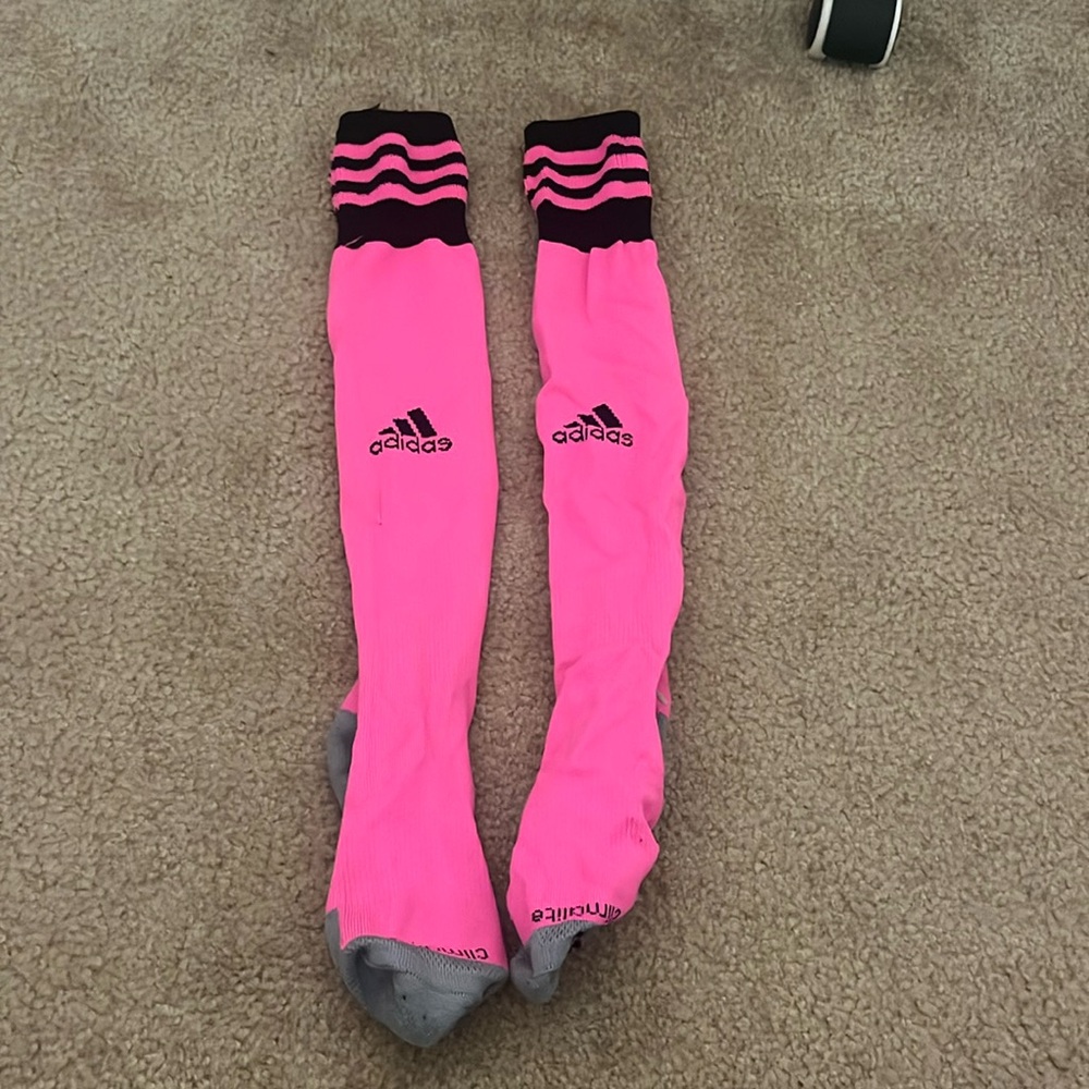Hot pink adidas soccer socks